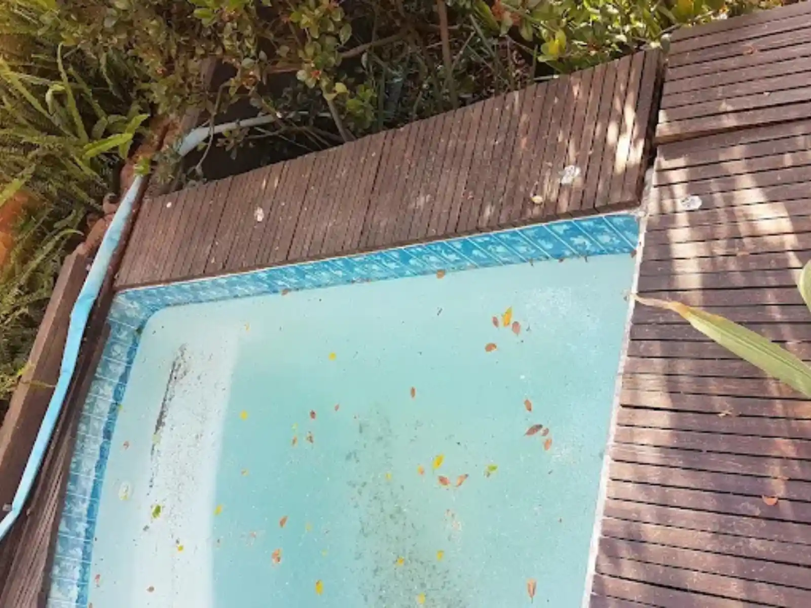 Swimming pool deck before new deck installation